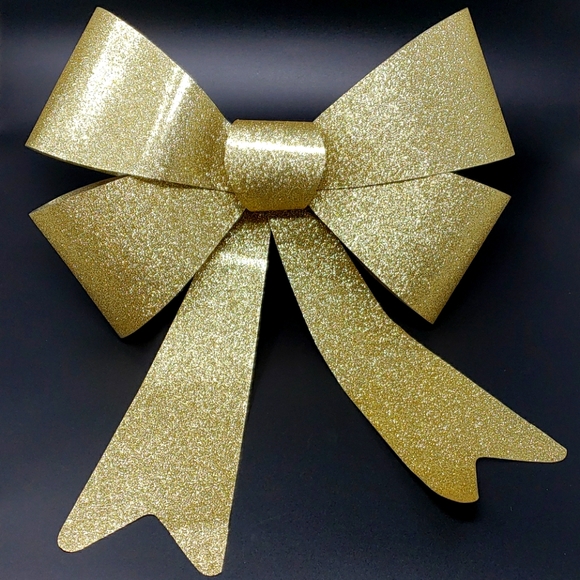 18" Giant Sparkling Gold Glitter Bow - Picture 2 of 3